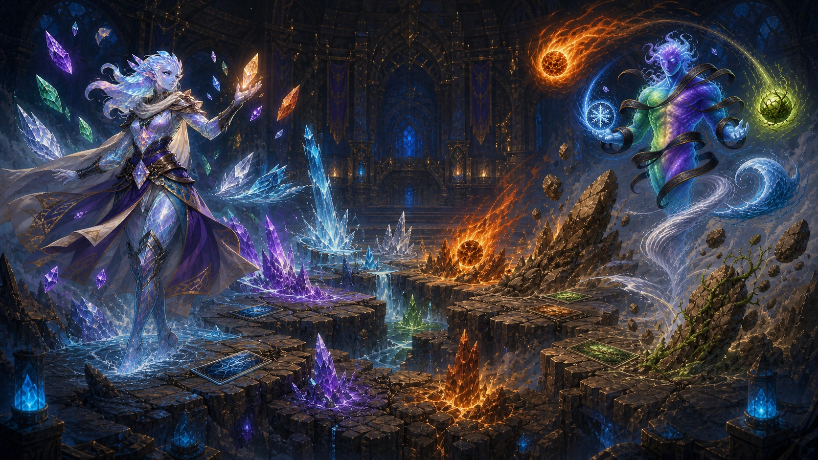 Ilyra e Darek danno forma a un campo di battaglia elementale in Heroes Of Lumina