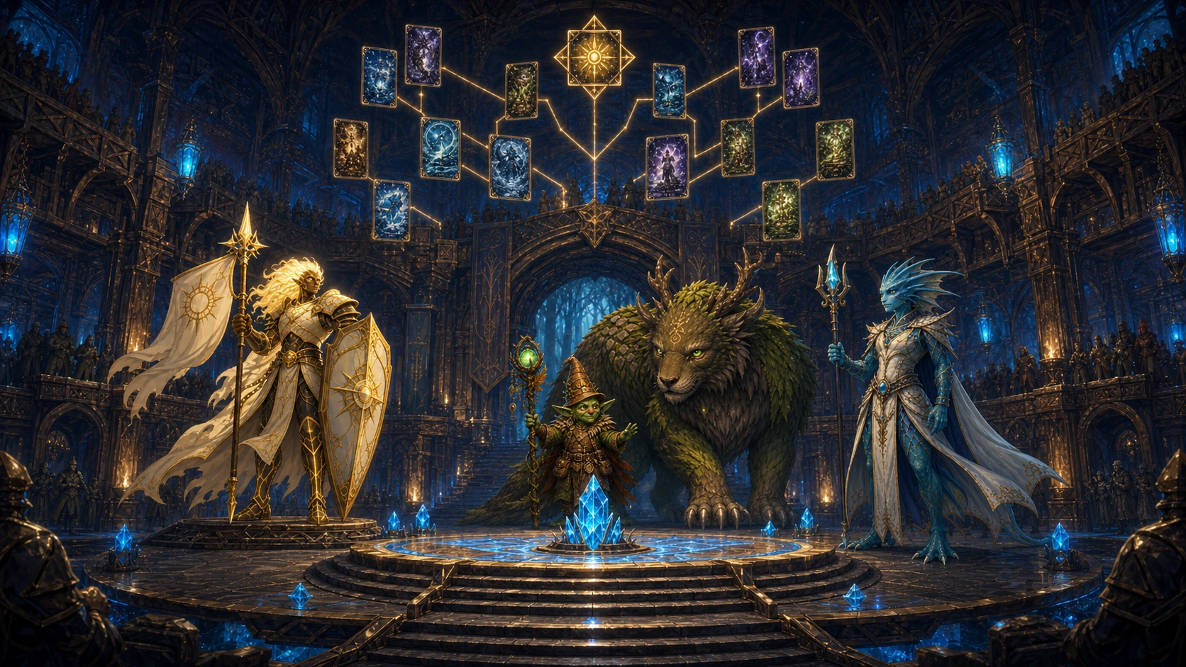 Ordan, Seyne e Mhor riuniti con molte razze per un torneo di Heroes Of Lumina