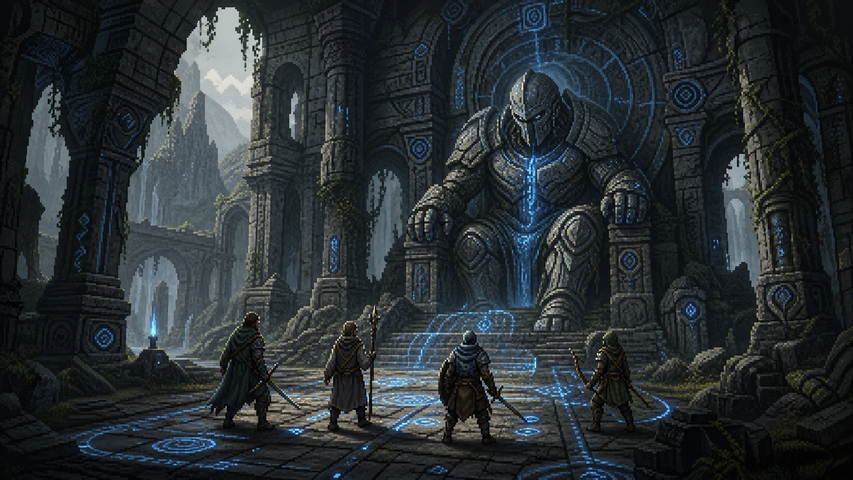 Une fête affrontant un ancien gardien dans World Of Arcana